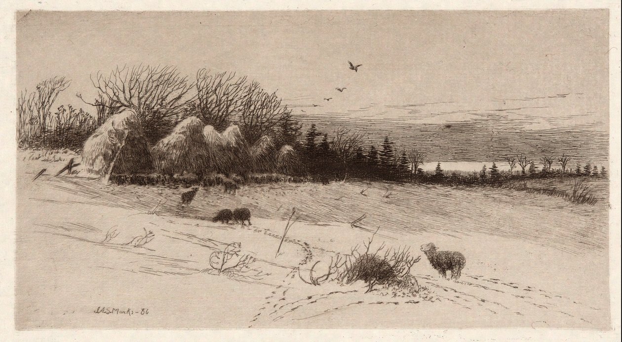 Owce w śniegu autorstwa John Austin Sands Monks