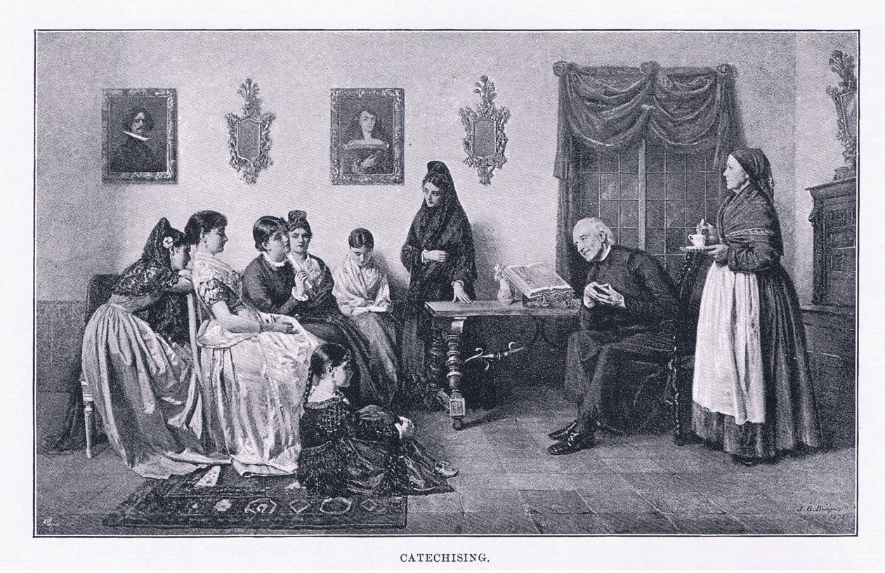 Katechizacja, z The Magazine of Art 1893, Cassell and Company autorstwa John Bagnold Burgess