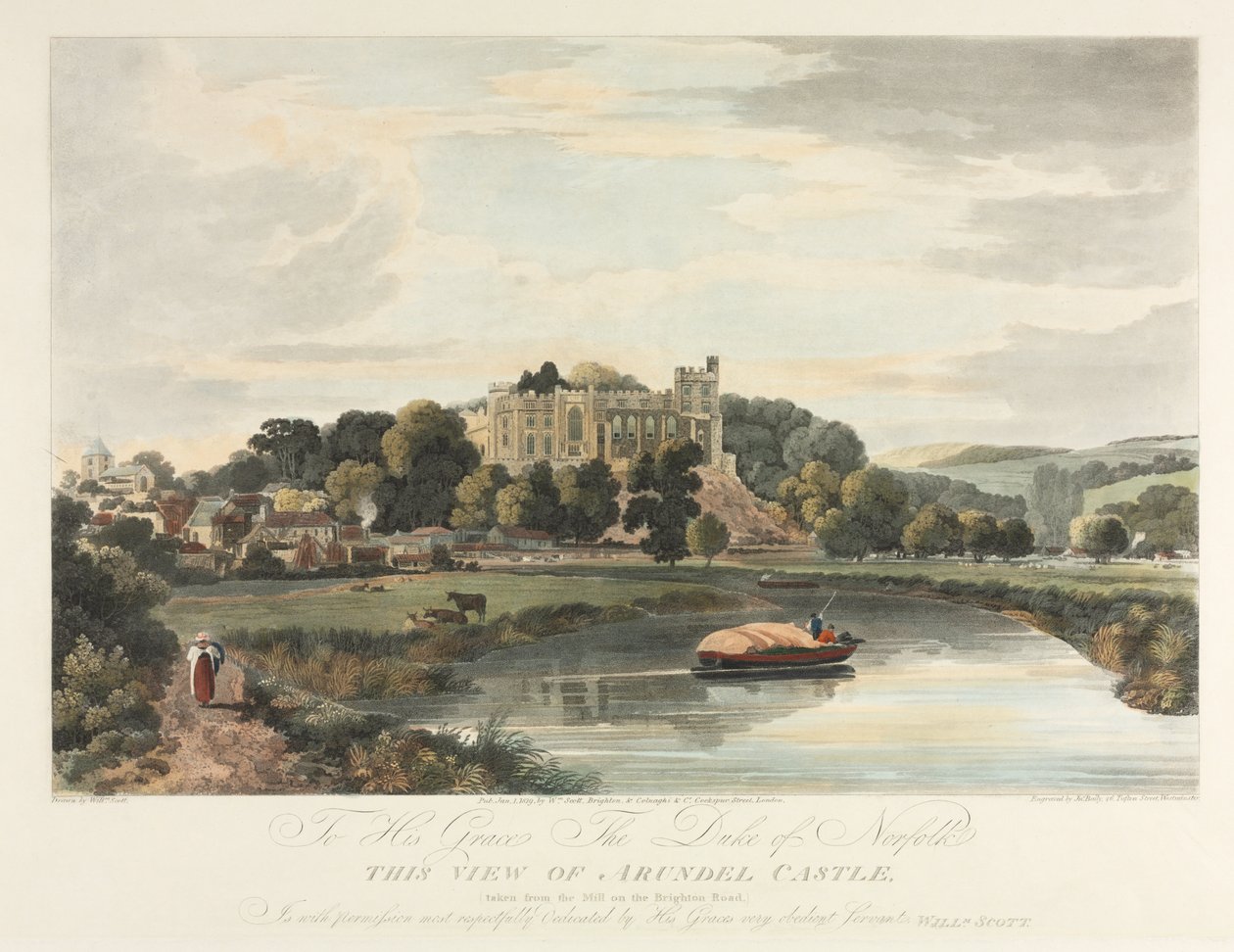Ten widok zamku Arundel, 1819. autorstwa John Baily