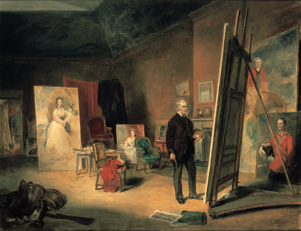 Portret Sir Francisa Granta w jego pracowni, 1866 autorstwa John Ballantyne
