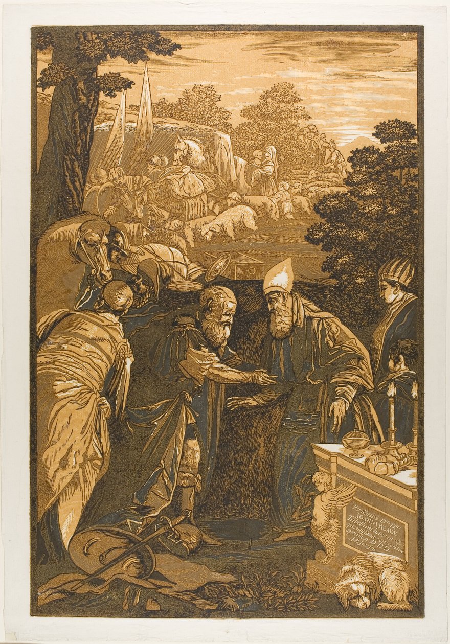 Melchizedech Błogosławieństwo Abrahama, z Opera Selectoria autorstwa John Baptist Jackson