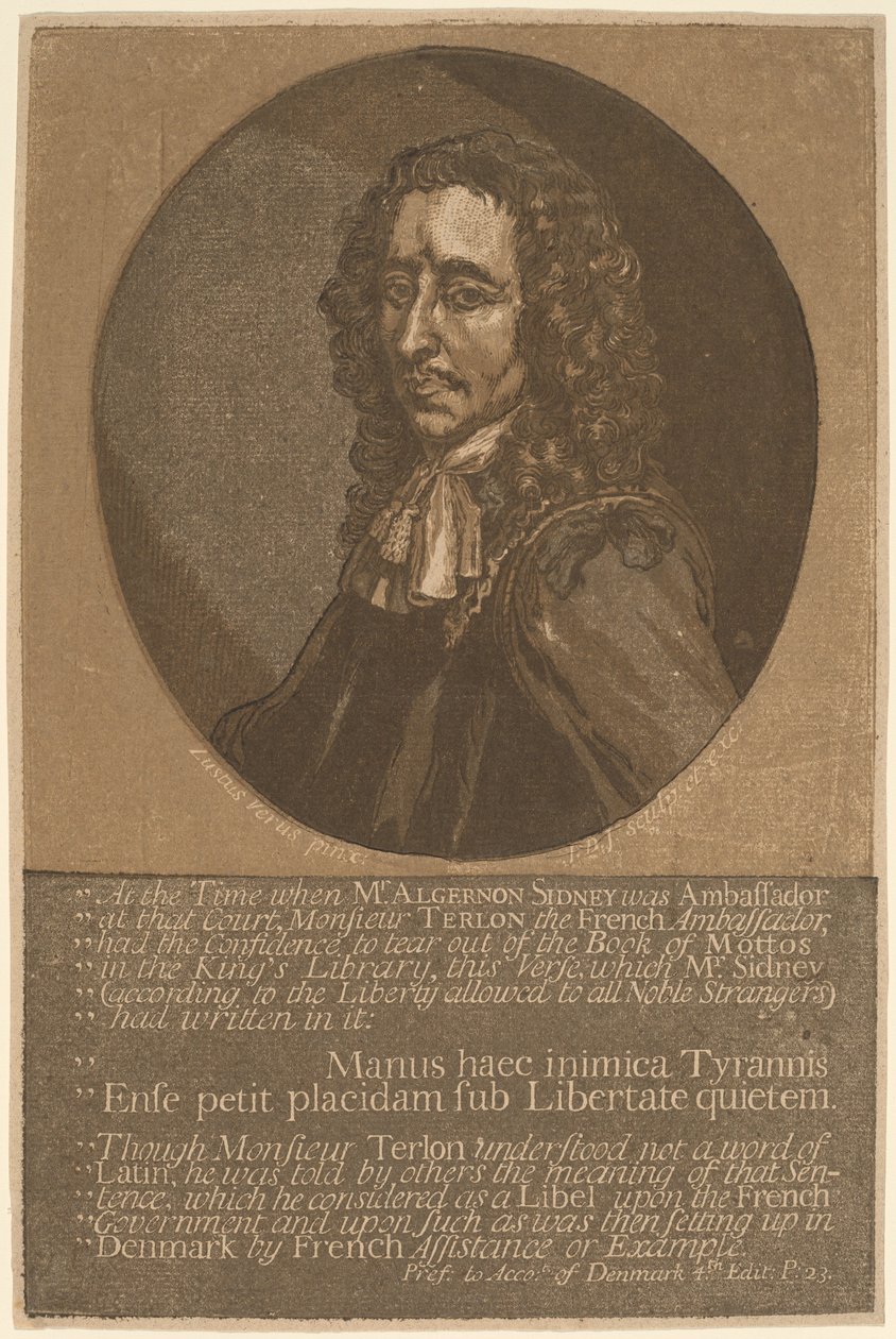 Algernon Sidney autorstwa John Baptist Jackson, after Justus van Verus