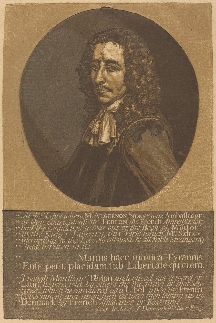 Algernon Sidney autorstwa John Baptist Jackson after Justus van Verus