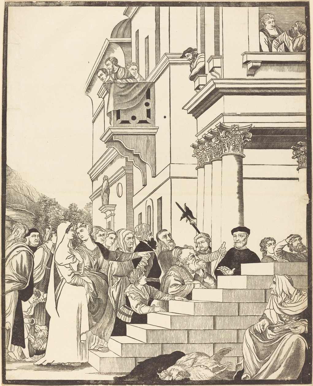 Ofiarowanie Matki Boskiej w Świątyni [płyta środkowa] autorstwa John Baptist Jackson after Titian