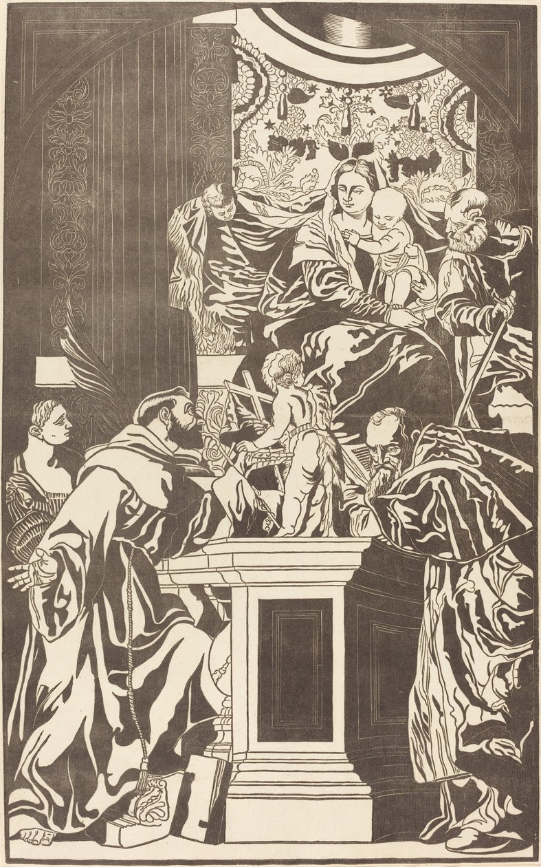 Święta Rodzina i Czterech Świętych autorstwa John Baptist Jackson after Veronese