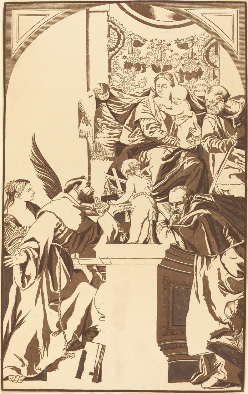 Święta Rodzina i Czterech Świętych autorstwa John Baptist Jackson after Veronese