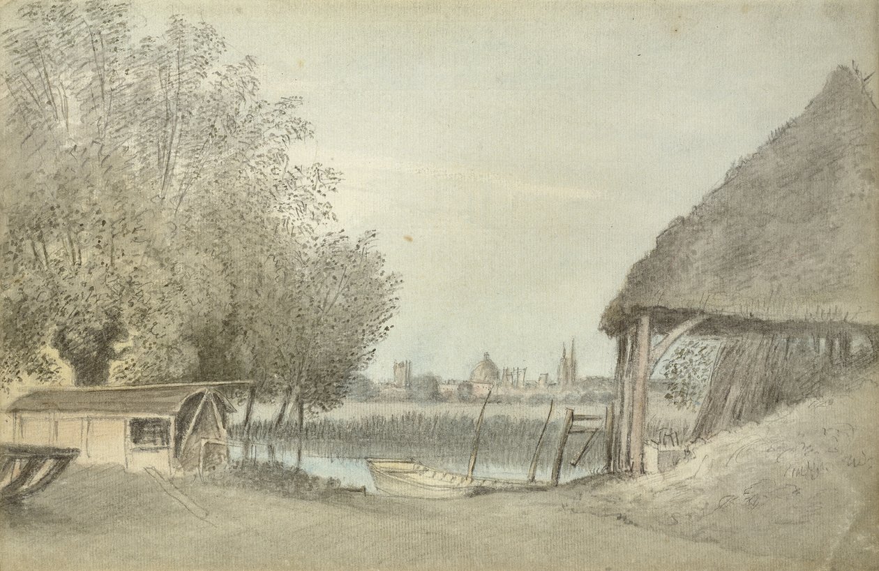 Ferry Hinksey k. Oksfordu, 15 czerwca 1789 (akwarela nad grafitem, na papierze) autorstwa John Baptist Malchair
