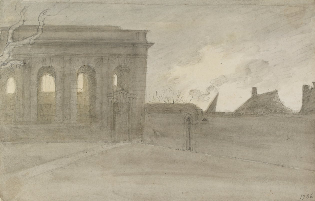 Pembroke College. Oxon., 9 listopada 1786 autorstwa John Baptist Malchair