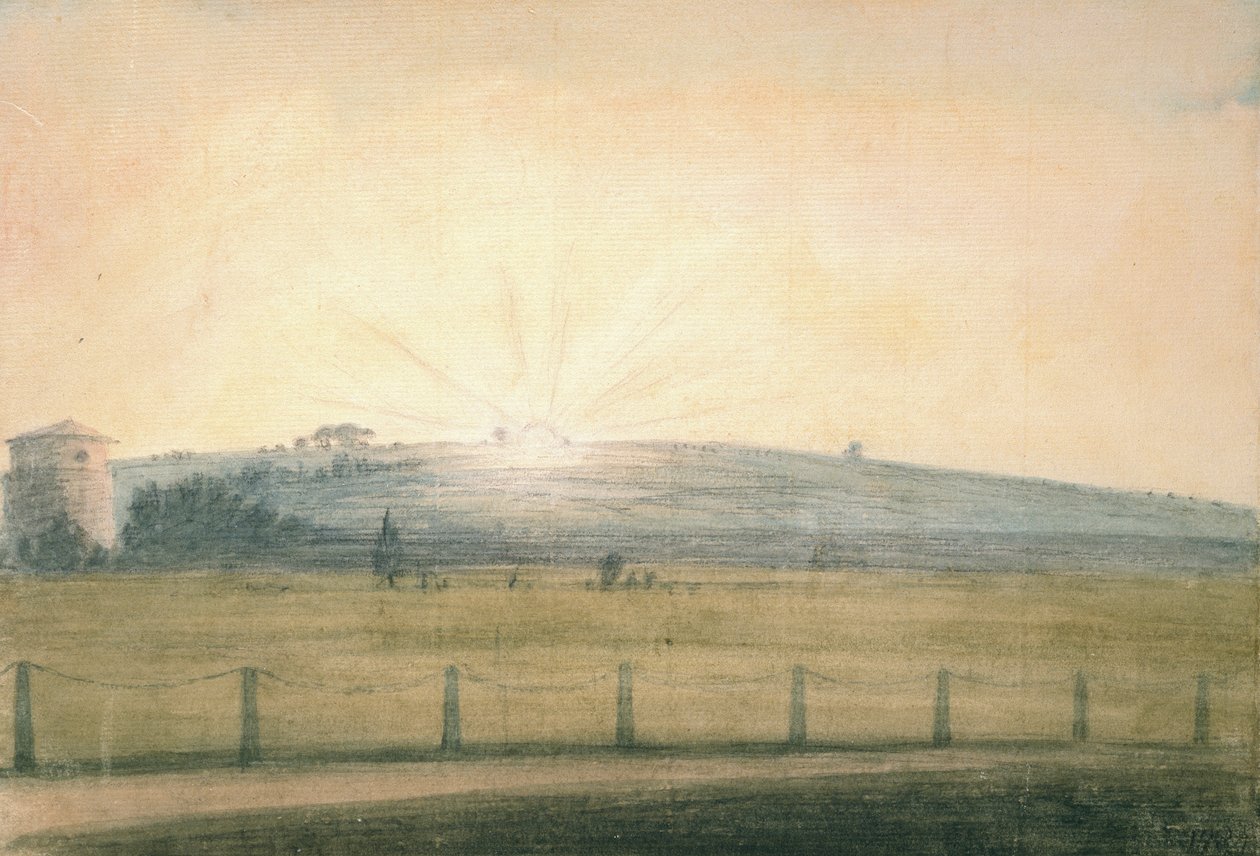 Zachód słońca widziany z Obserwatorium w Oksfordzie, 20 grudnia 1784 autorstwa John Baptist Malchair