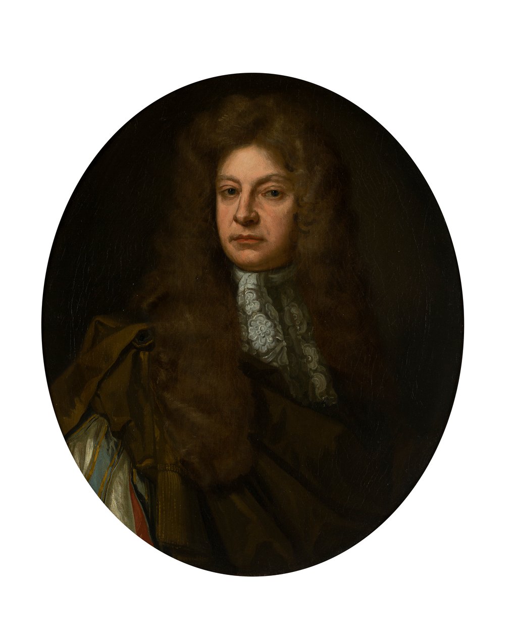 Portret połówkowy Adama Urquharta z koronkowym żabotem (olej na płótnie) autorstwa John Baptist de (circle of) Medina