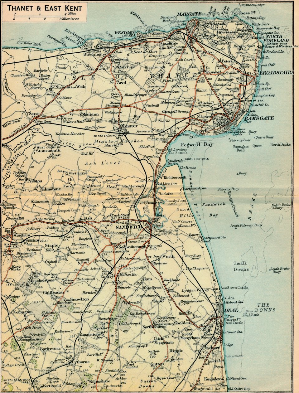 Thanet i East Kent, XX wiek autorstwa John Bartholomew