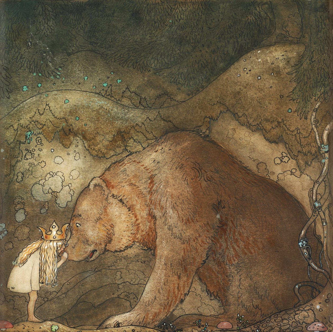 Biedny mały miś! - Biedny mały miś! - Praca Johna Bauera (1882-1918) autorstwa John Bauer