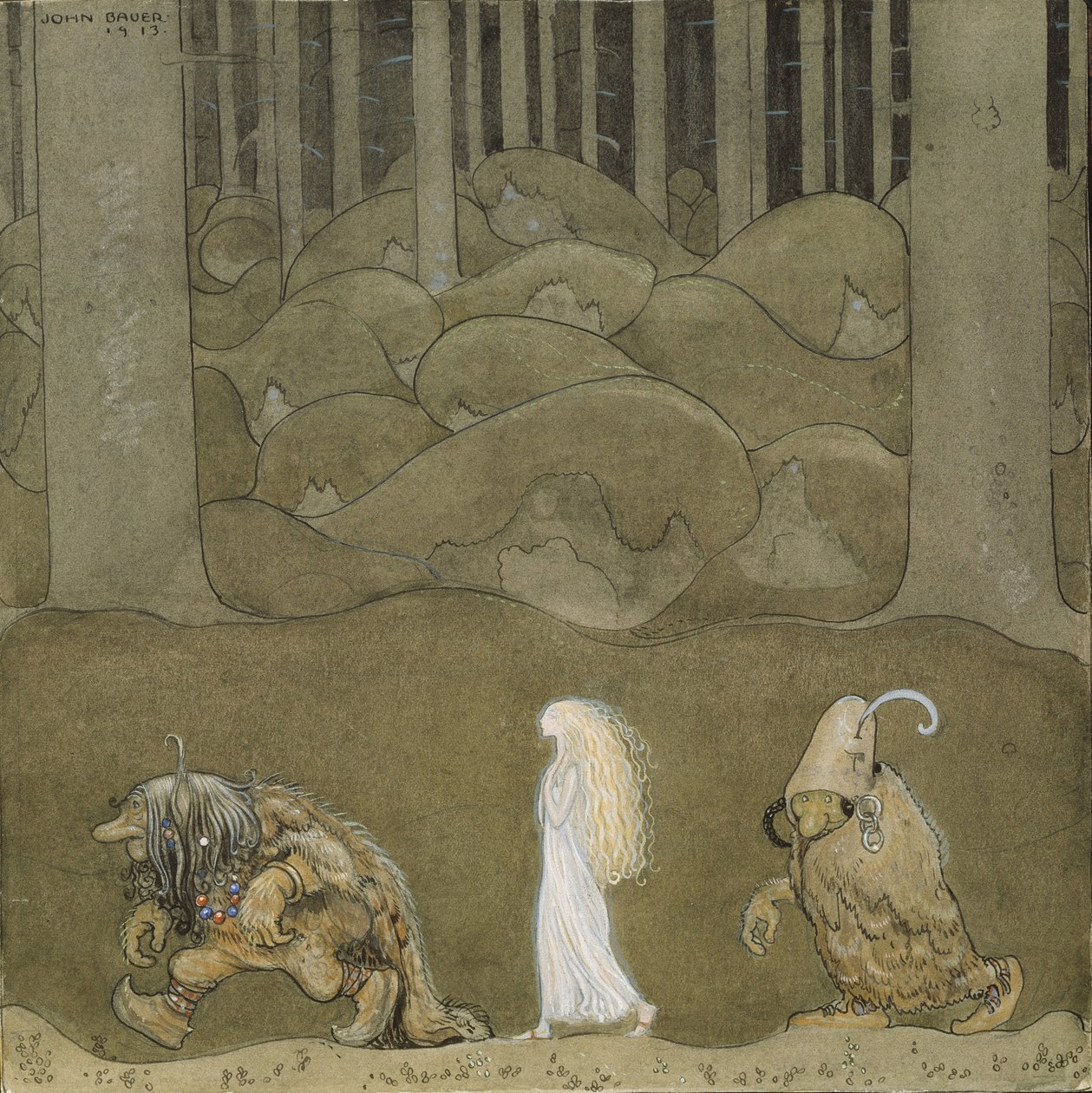 Księżniczka i trolle autorstwa John Bauer