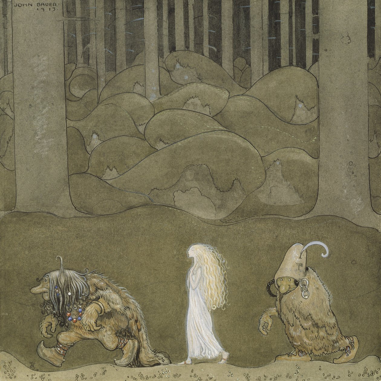 Księżniczka i trolle autorstwa John Bauer