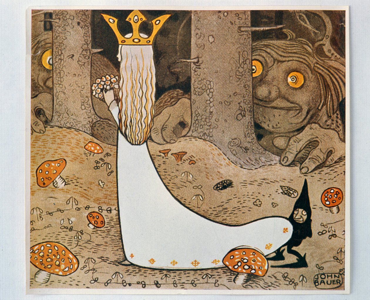 Księżniczka i troll. Spośród elfów i trolli, 1913 autorstwa John Bauer