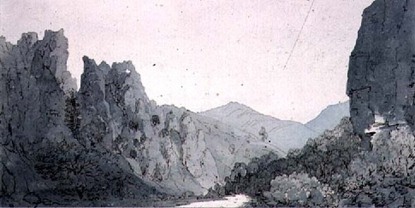 Dovedale, Derbyshire autorstwa John Bavistock Knight