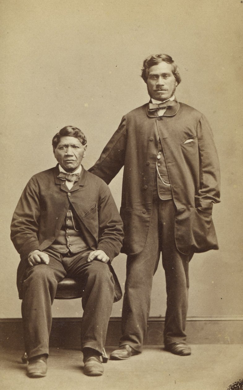 Takerei i Hapimana, c.1863 (druk albumowy) autorstwa John Beattie