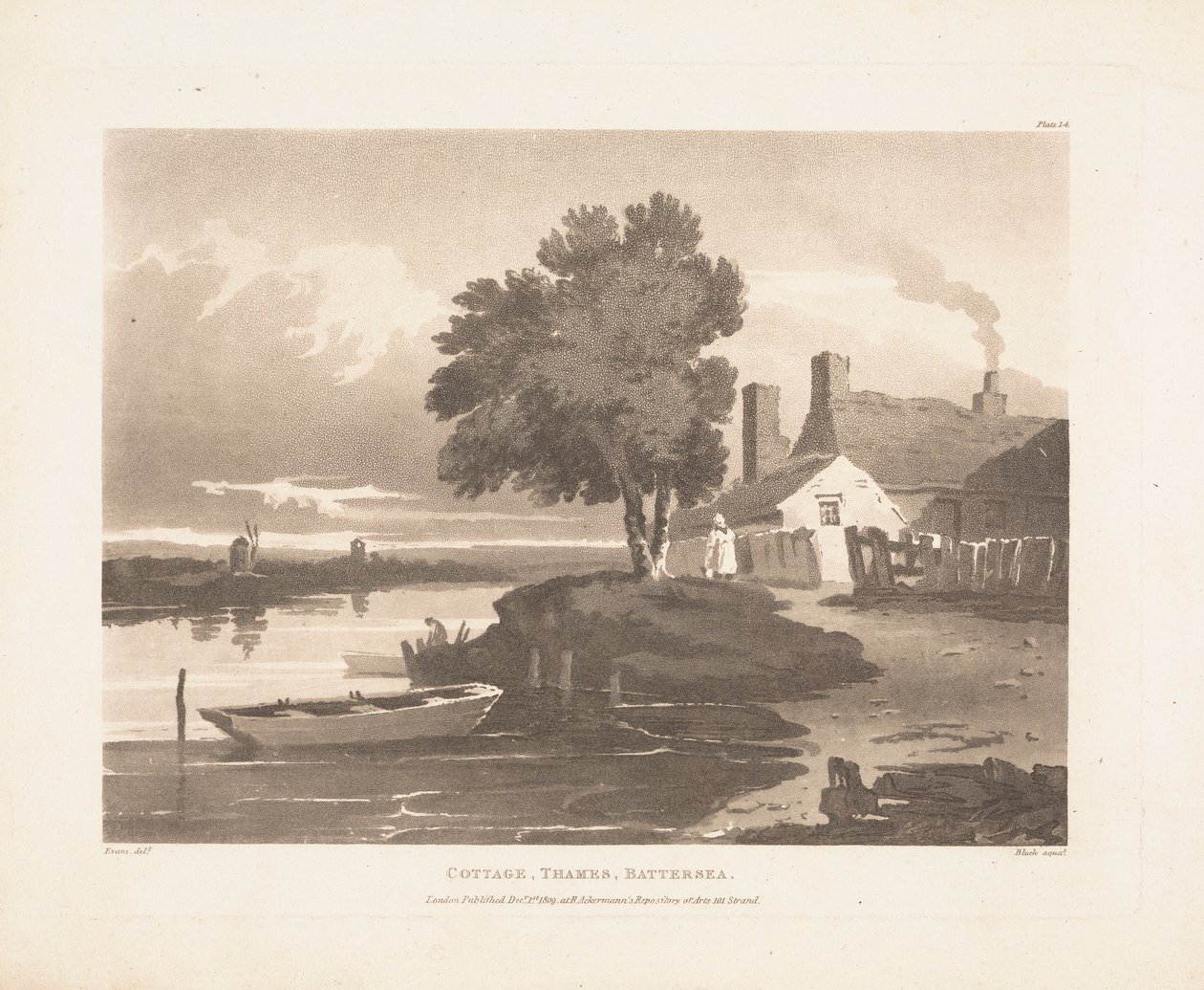Chałupa, Tamiza, Battersea autorstwa John Bluck