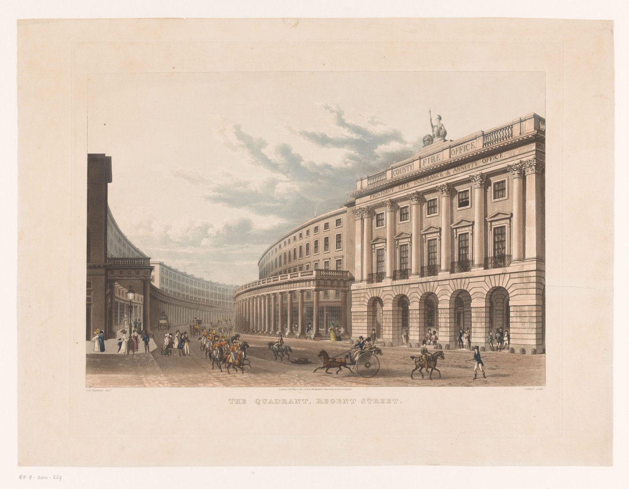 Widok na Regent Street w Londynie Kwadrant, Regent Street (tytuł na obiekcie) autorstwa John Bluck