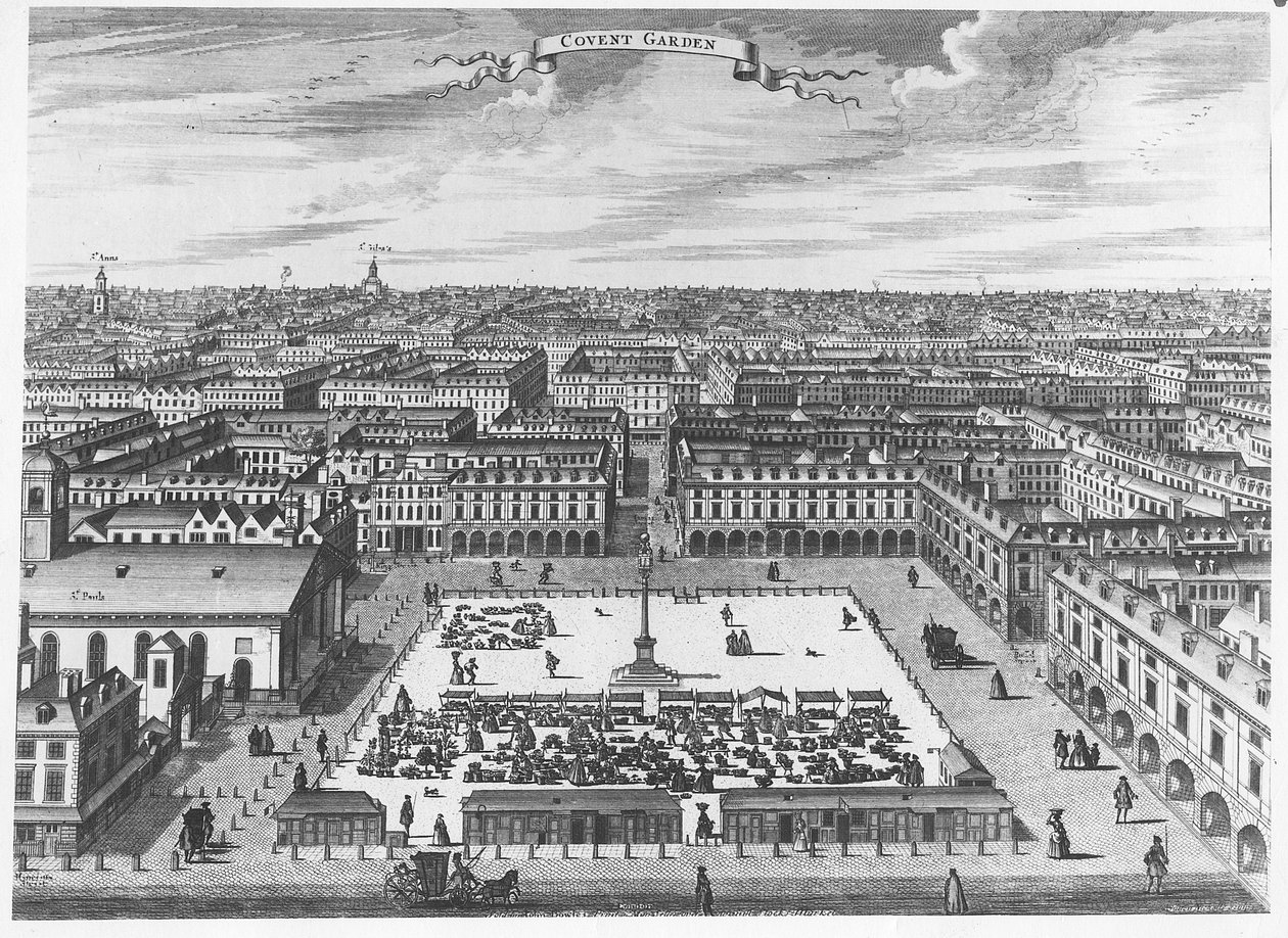 Covent Garden, ok. 1720 autorstwa John Bowles