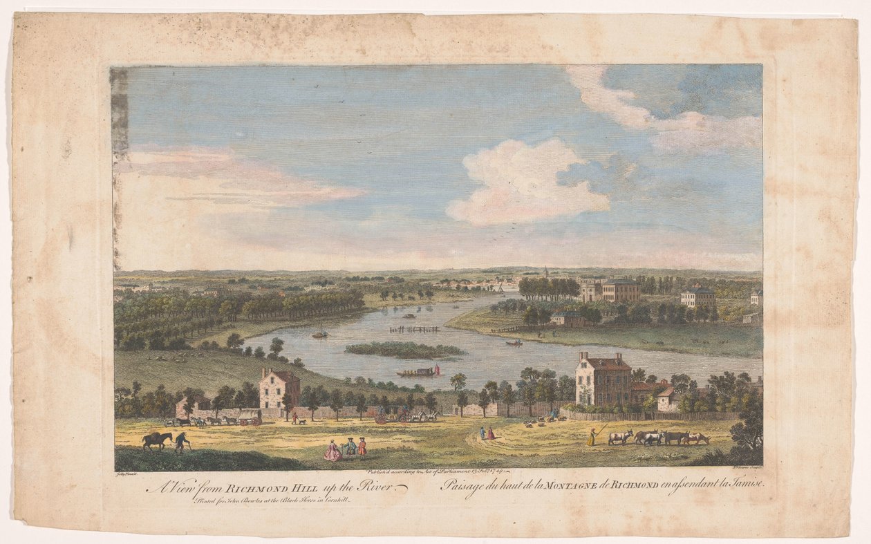 Widok na Tamizę w Richmond widziany z Richmond Hill Widok z Richmond Hill w górę rzeki (tytuł na obiekcie) autorstwa John Bowles