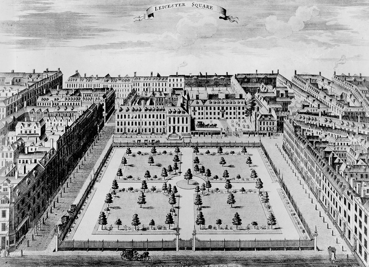 Plac Leicester, ok. 1725 autorstwa John Bowles