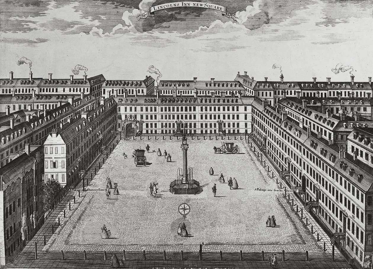 Lincolns Inn New Square, ok. 1725 autorstwa John Bowles