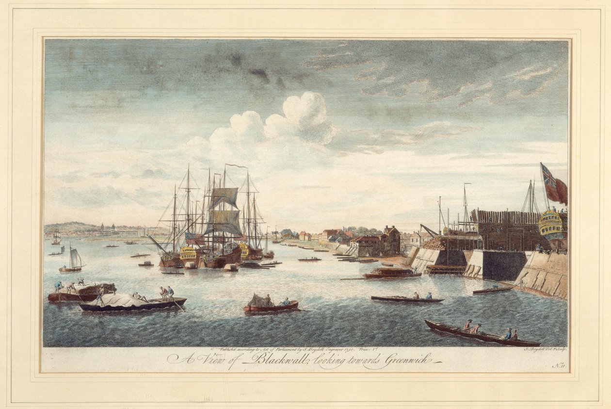 Widok na Blackwall w kierunku Greenwich autorstwa John Boydell
