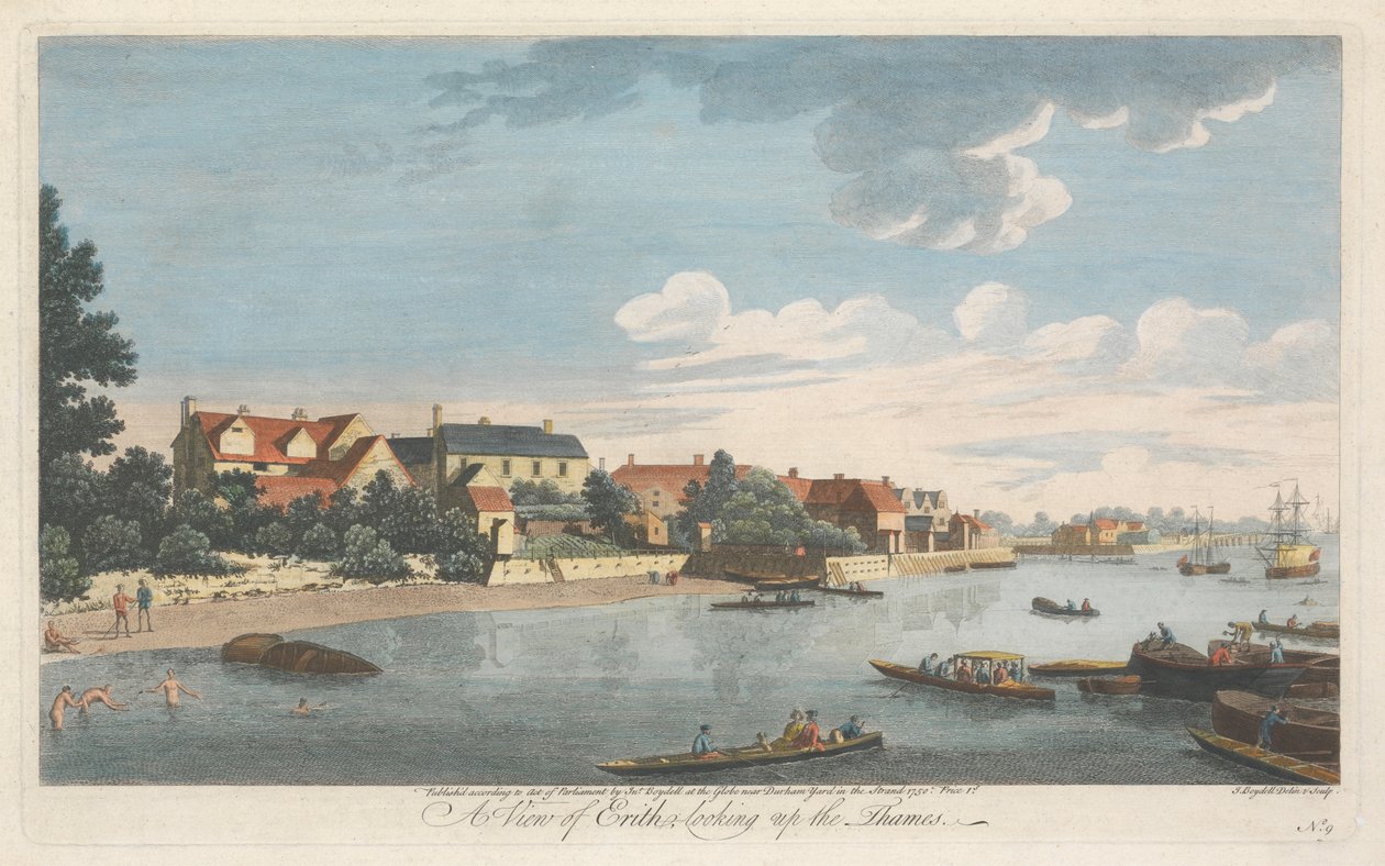 Widok Erith, patrząc w górę Tamizy autorstwa John Boydell