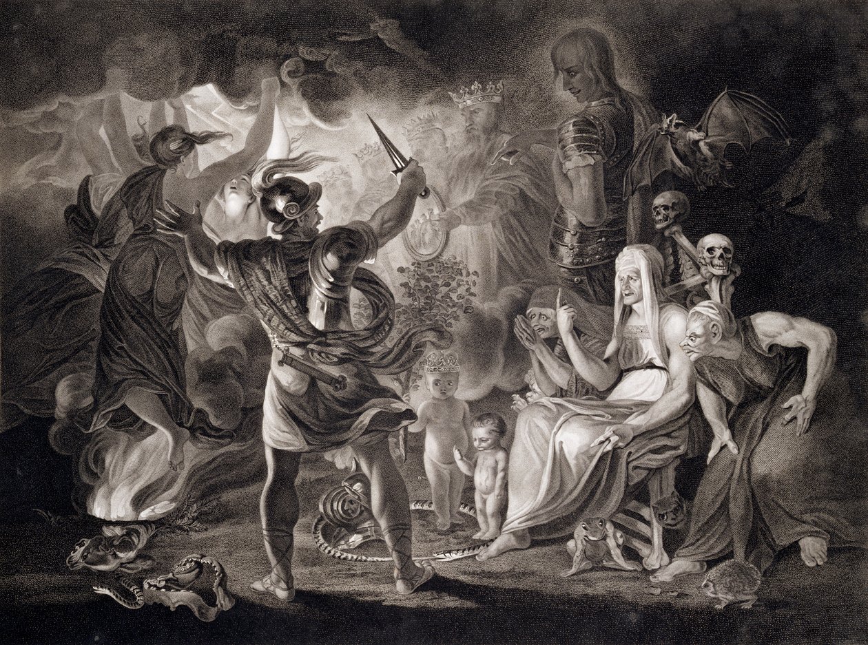 Makbet, trzy czarownice i Hekate, 1805 autorstwa John Boydell