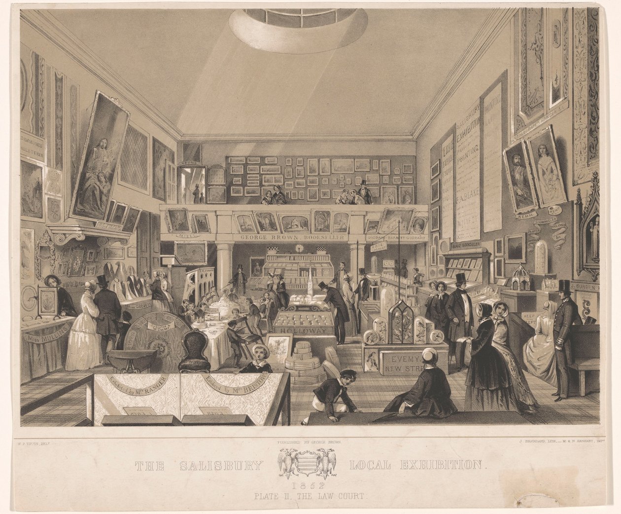 Wystawa lokalna Interieur van de Law Court tijdens de Salisbury, 1852 Wystawa lokalna Salisbury 1852. Tablica II, Sąd (tytuł na obiekcie) autorstwa John Brandard