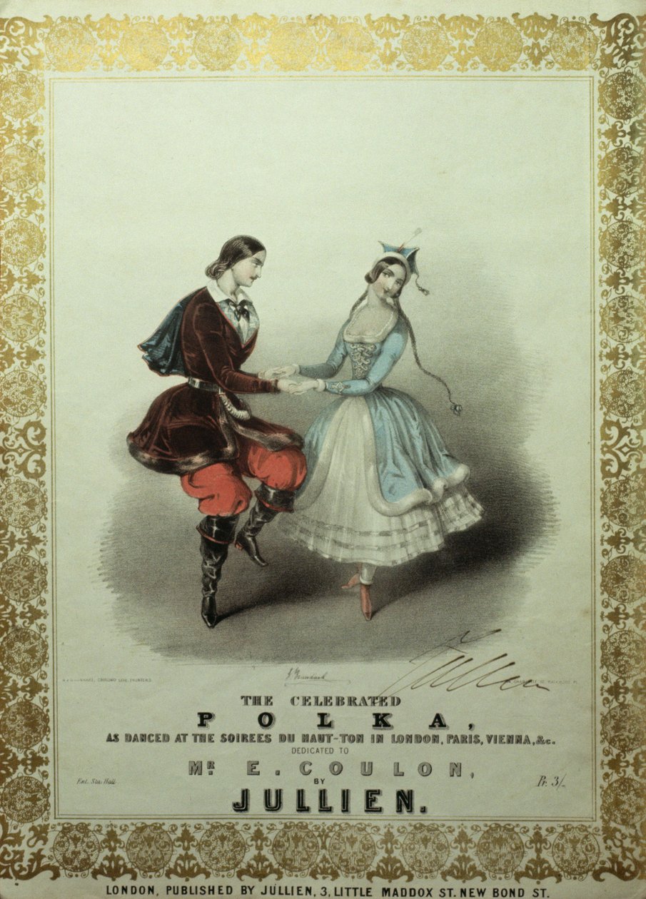 Polka celebrowana, karta pieśni, 1840 (kolor lito) autorstwa John Brandard