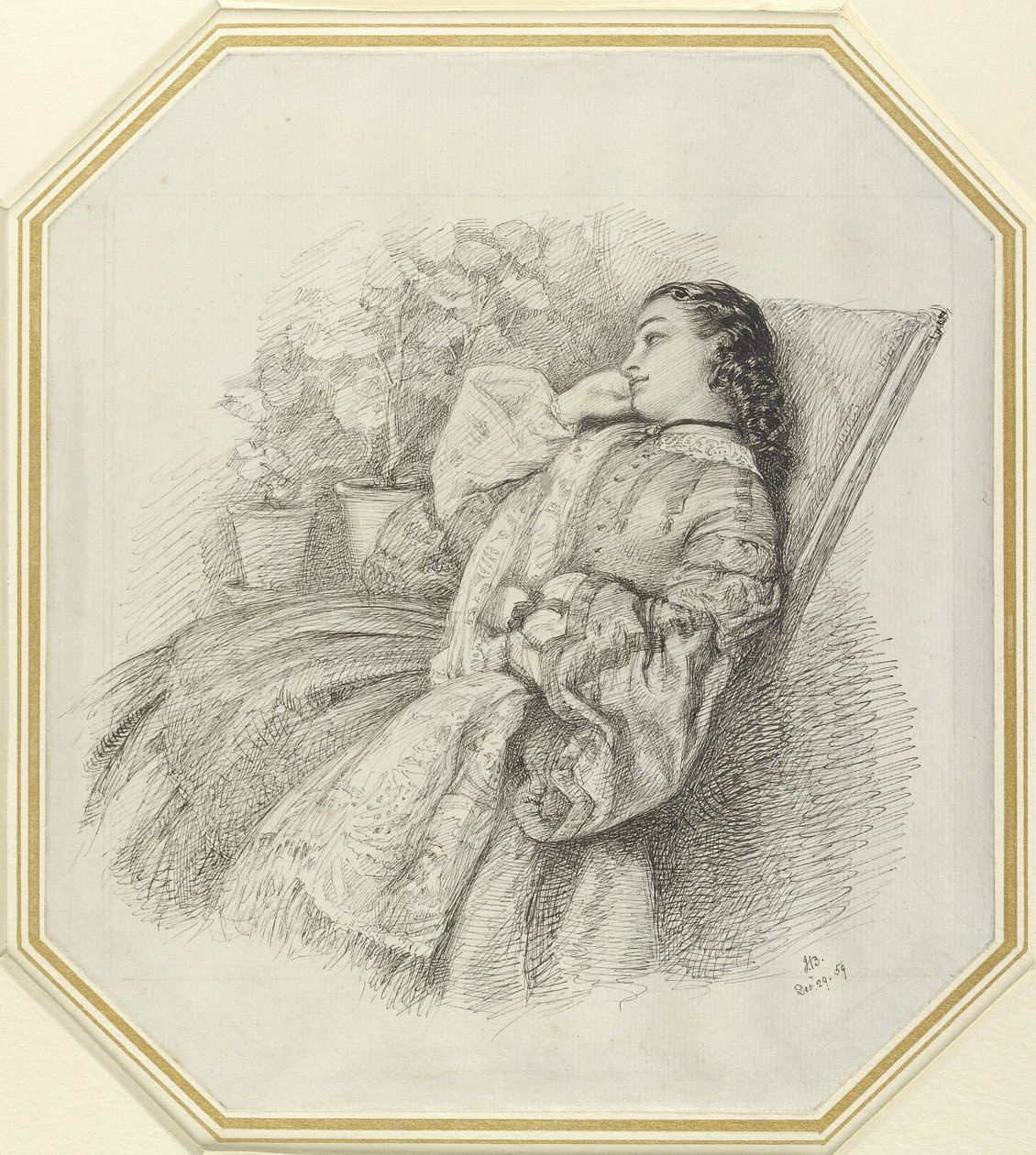 Georgina Hannay, 1859 (długopis i czarny tusz na białym papierze) autorstwa John Brett