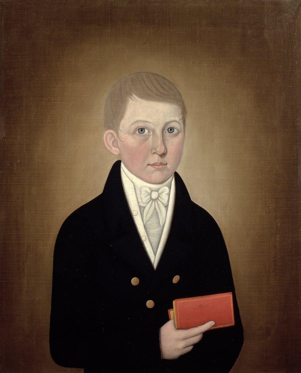 Chłopiec trzymający książkę, ok.1810 autorstwa John Brewster
