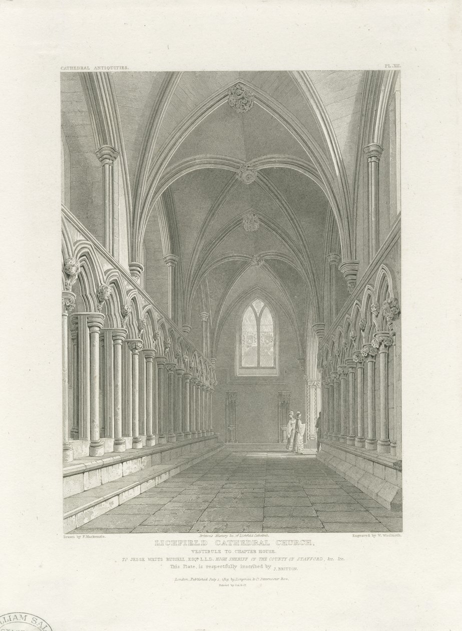 Wnętrze katedry w Lichfield - przedsionek kapitularza: rycina, bd [ok. 1819] (druk) autorstwa John Britton