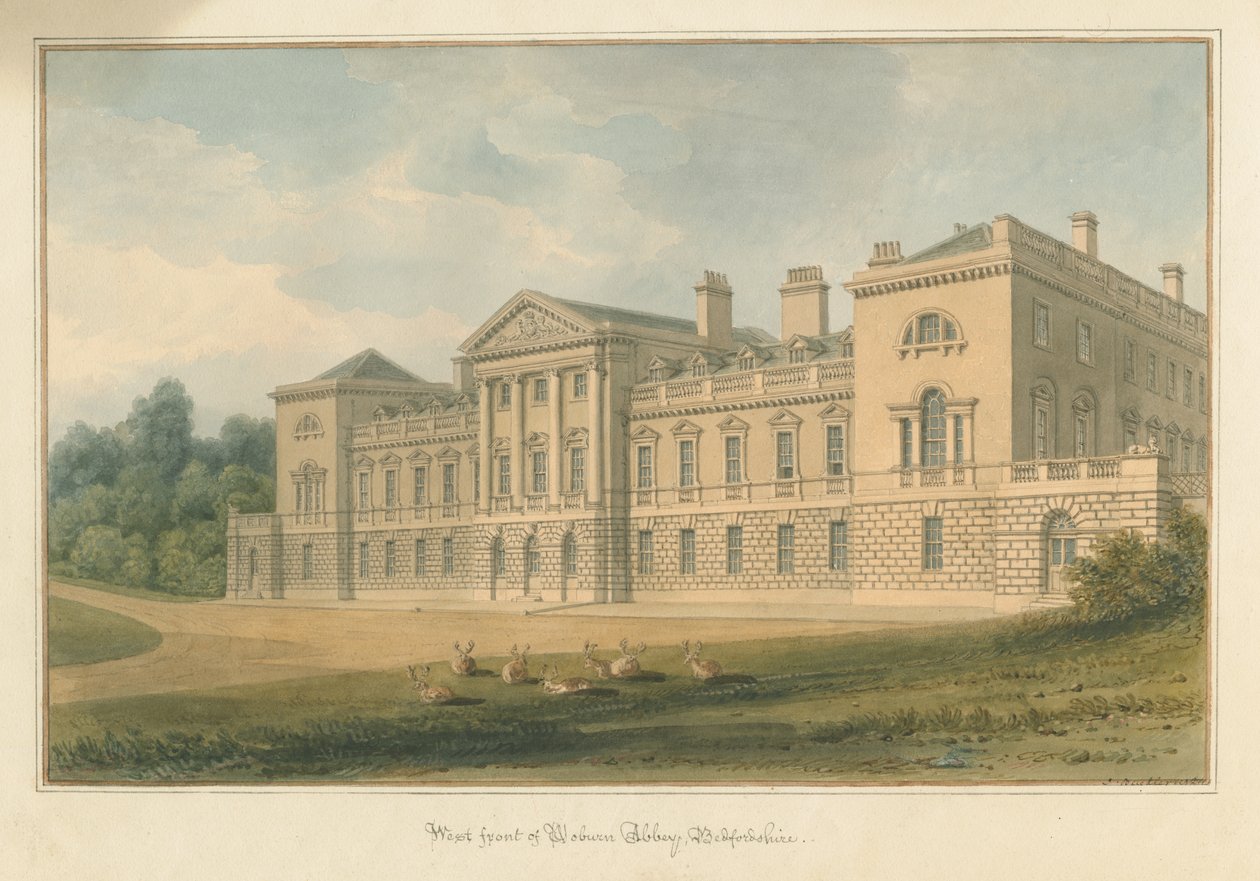 Bedfordshire – Opactwo Woburn, 1824 autorstwa John Buckler