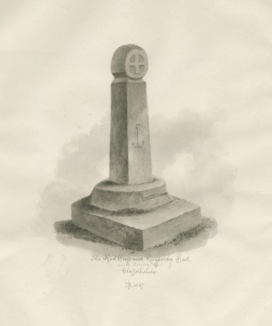 Biddulph - "Czerwony Krzyż" : rysunek w sepii, 1847 autorstwa John Buckler