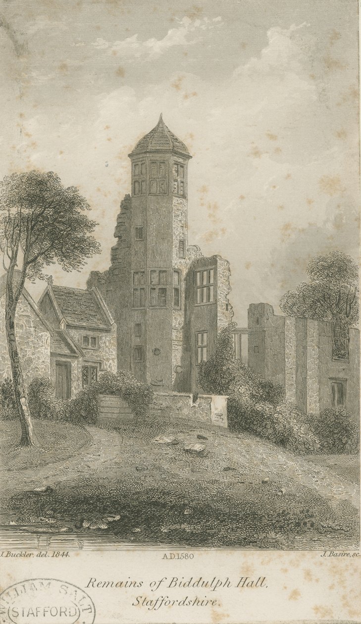 Biddulph Hall (stary): grawerowanie stali autorstwa John Buckler