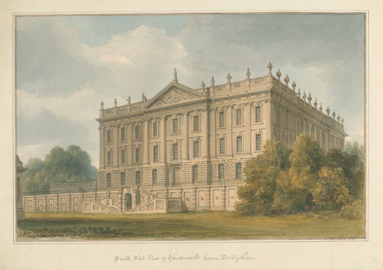 Derbyshire — Chatsworth House autorstwa John Buckler