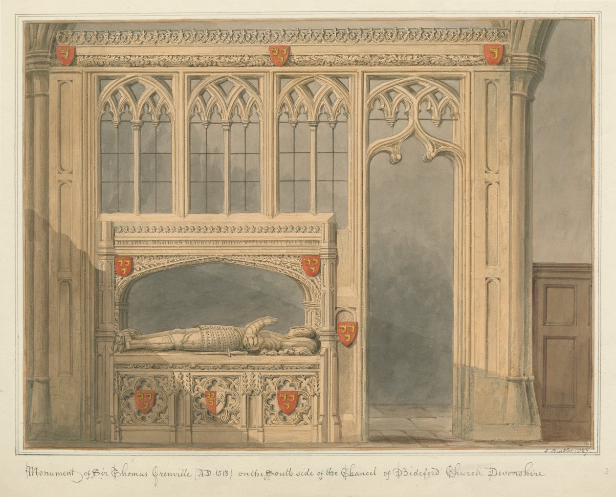 Devonshire - Bideford Church - Pomnik Sir Thomasa Grenville autorstwa John Buckler