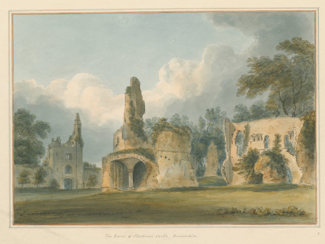 Dorset - Sherborne - Ruiny Zamku, 1802 autorstwa John Buckler