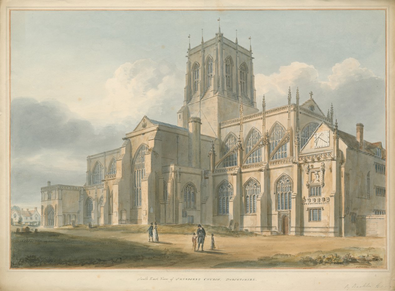Dorset - Kościół Sherborne, 1802 autorstwa John Buckler