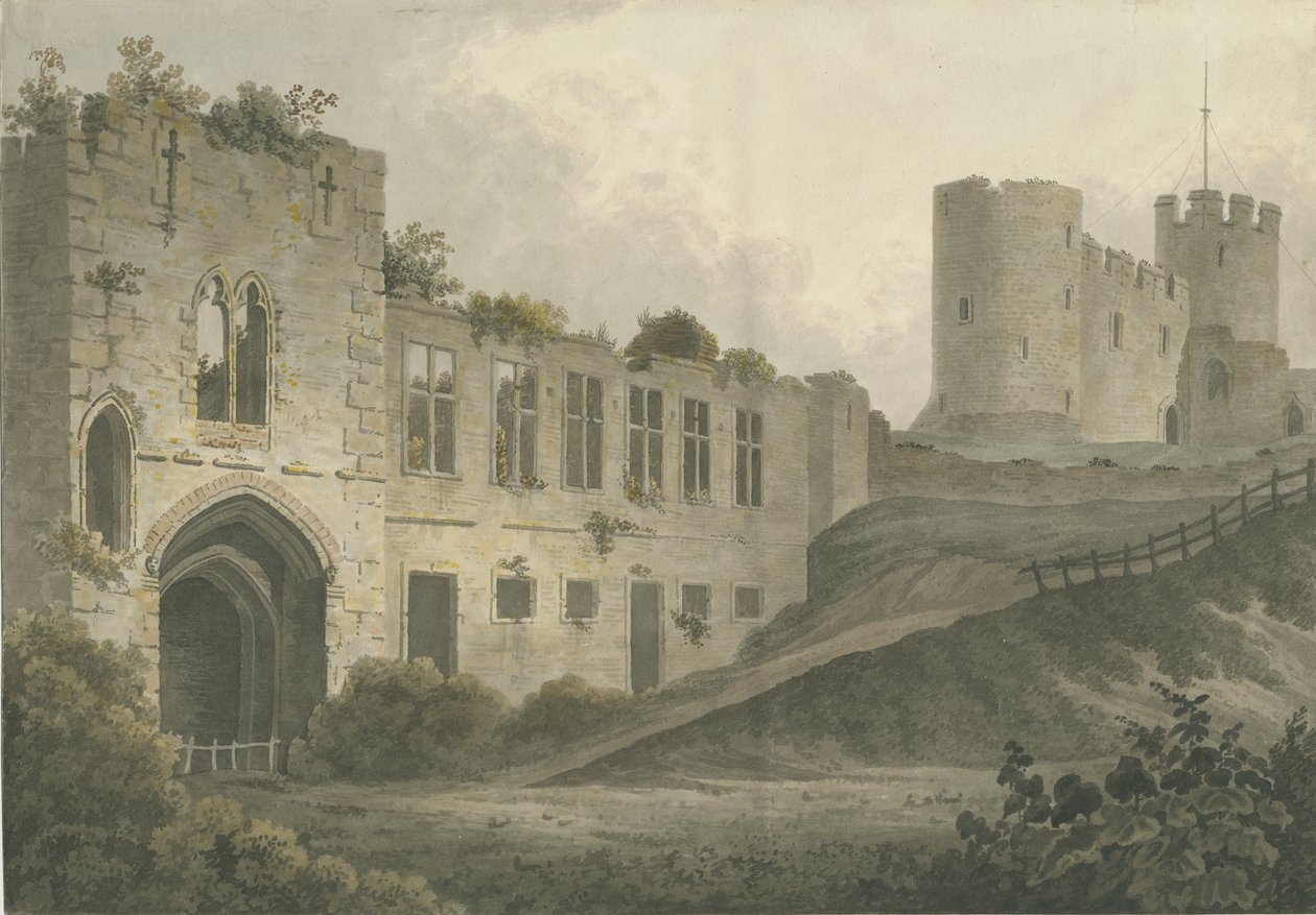 Zamek Dudley - Twierdza: malarstwo akwarela i [ok. 1820] autorstwa John Buckler