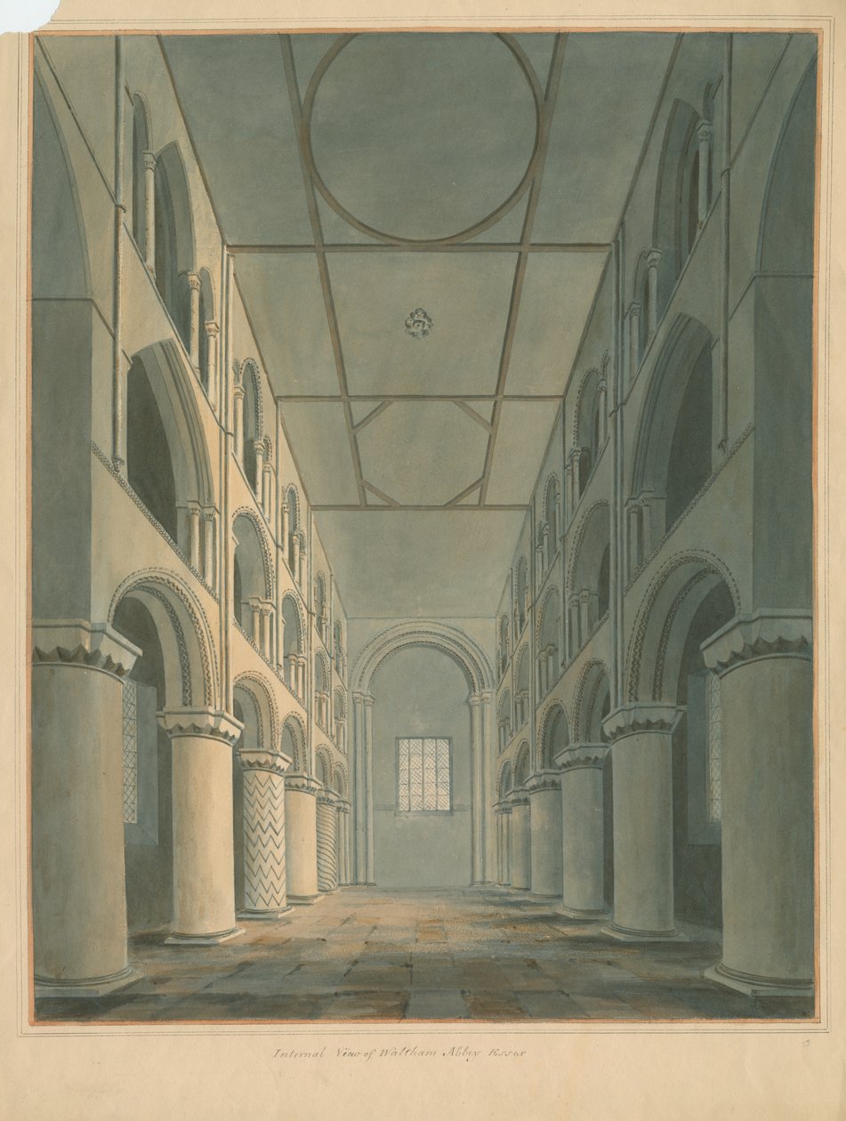Essex - Opactwo Waltham - Wnętrze, 1802 autorstwa John Buckler