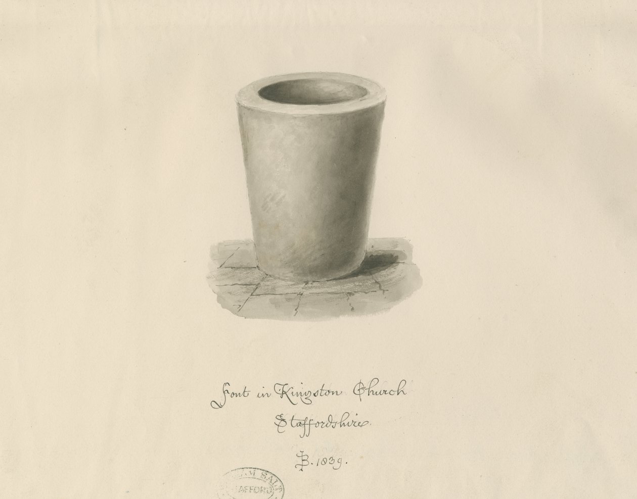Czcionka w Kingstone Church: rysunek w sepii, 1839 autorstwa John Buckler