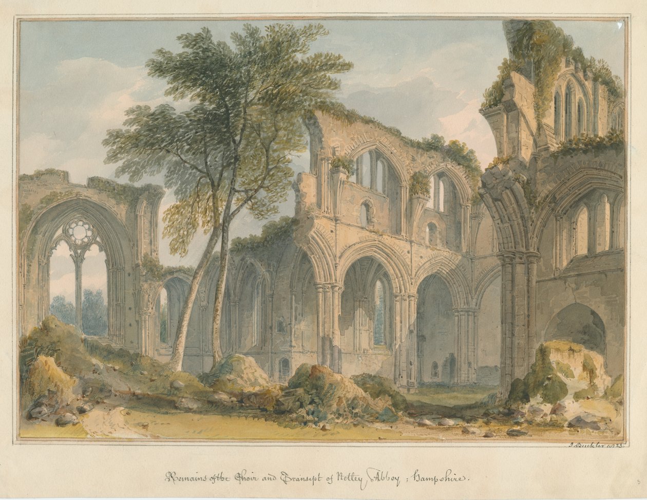 Hampshire - Opactwo Netley - Pozostałości, 1823 autorstwa John Buckler
