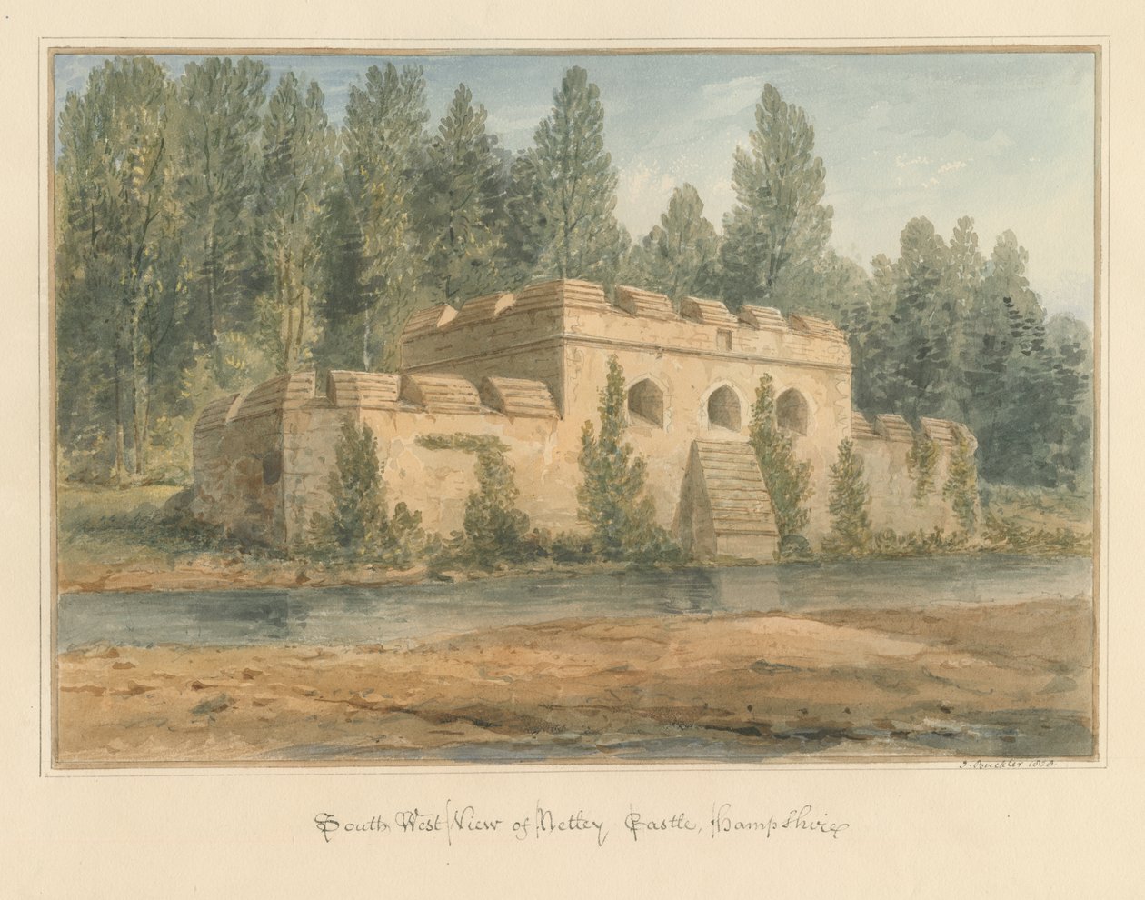 Hampshire - Zamek Netley, 1828 autorstwa John Buckler