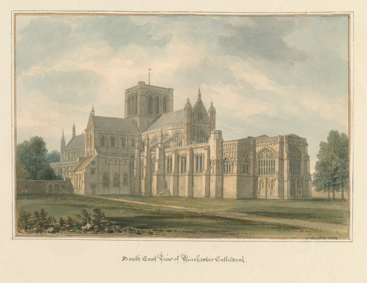 Hampshire – Katedra w Winchester, 1824 autorstwa John Buckler