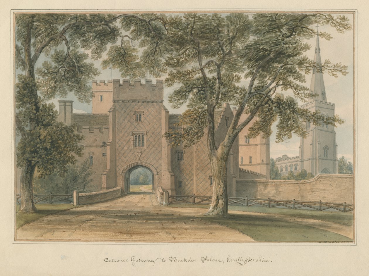 Huntingdonshire – Pałac Buckden, 1800 autorstwa John Buckler