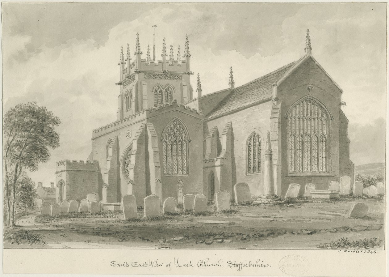 Por Kościół: rysunek w sepii, 1844 autorstwa John Buckler